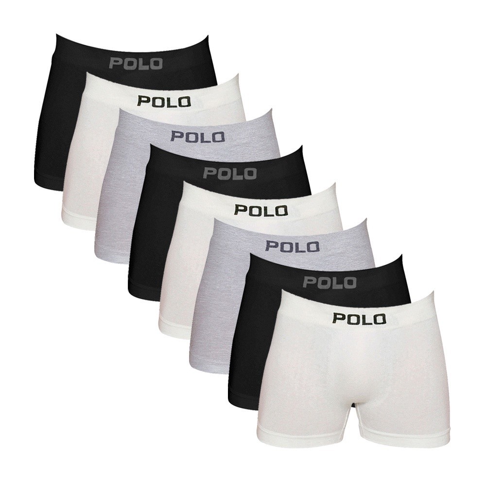 Kit 8 Cuecas Polo 781 Algodão Boxer Sem Costura Sortido