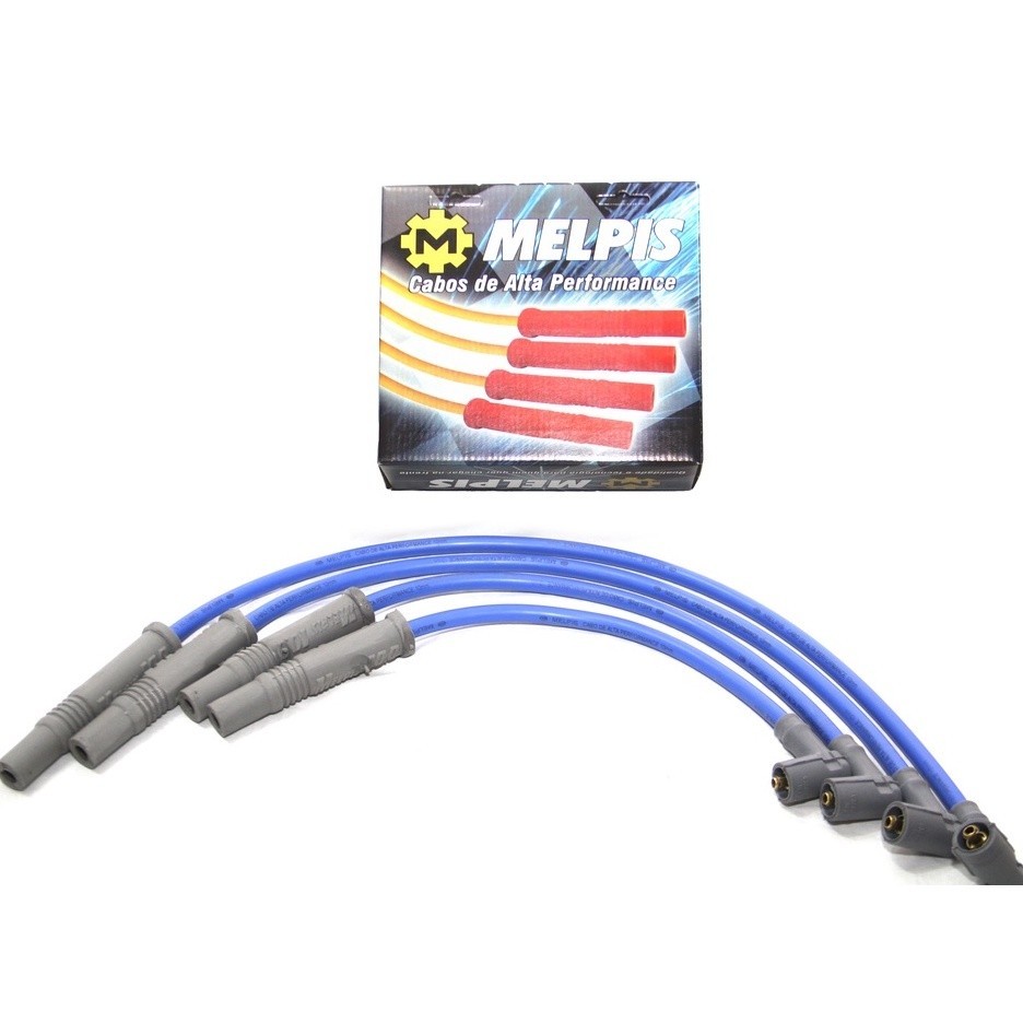 Jogo Cabo de vela 10mm Uno Mille 1.0 carburado e 1.0 i.e. 1993 a 09/2001 Azul siliconado gasolina /alcool- SC-T46