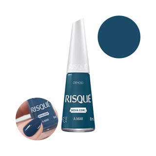 Esmalte Cremoso Nova Cor Azul Amar Risque 8ml Manicure