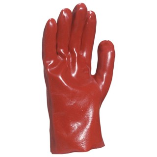 Luva de pvc lisa com forro de algodão 27 cm verm. GG D. Plus