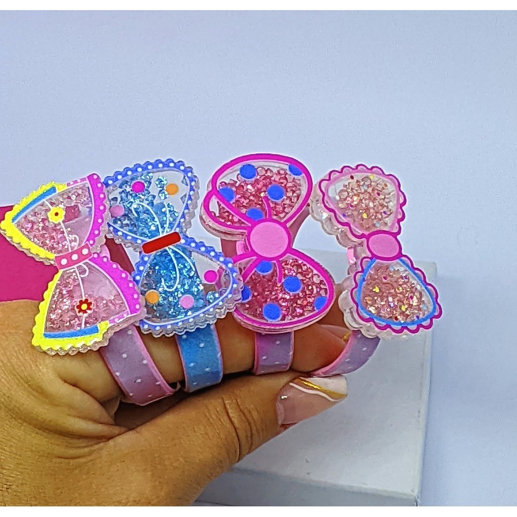 Pulseira Bracelete Plastico aberto Infantil Menina Crianças Bebês com Pedra Cristais Zircônias Coloridas Desenho Animado