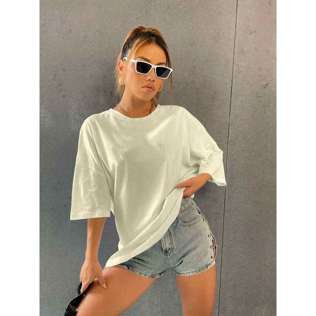Camiseta Feminina Oversized Estilosa Tumblr Aesthetic Blusa Academia Moderna T Shirt Básica Lisa