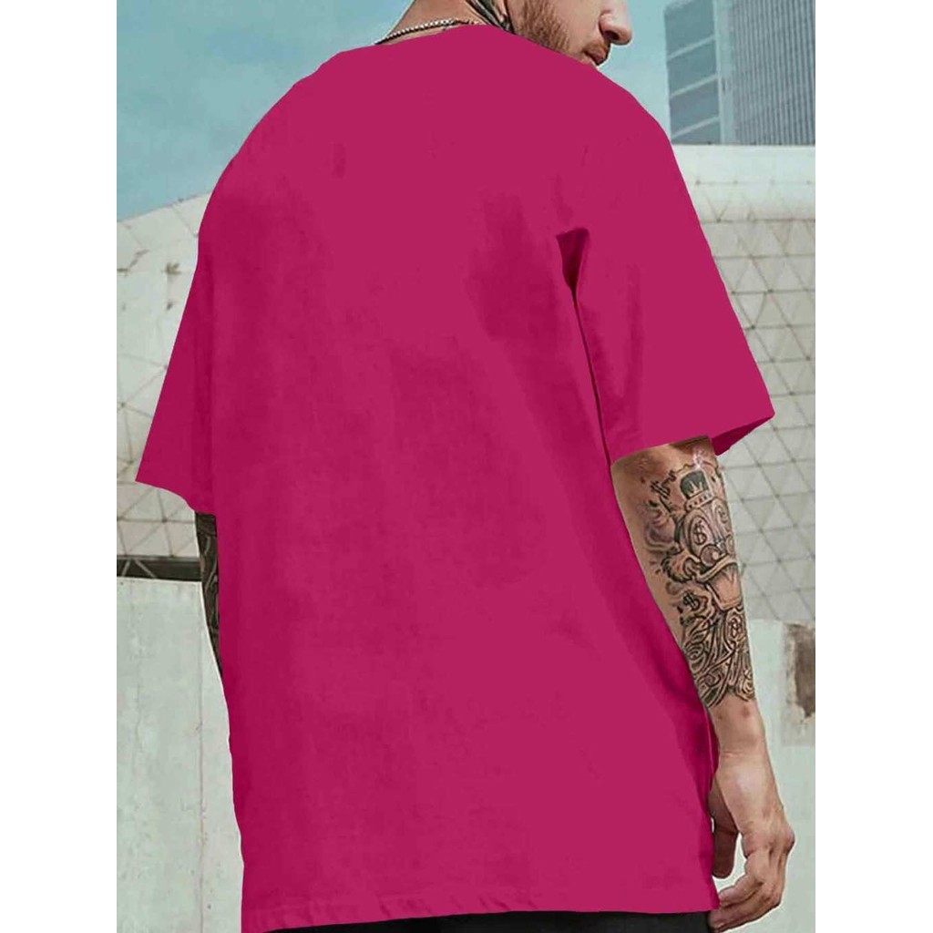Camiseta Estilo Urbano Larga Confortável Blusa Rosa Chiclete Oversized Despojado Esportiva Lisa
