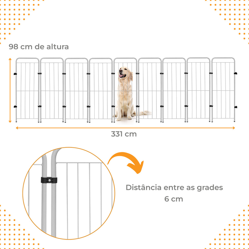 Cercado Para Cachorro Grande 323x98 cm 9 Módulos Pet Cães — imagem 2 de 2
