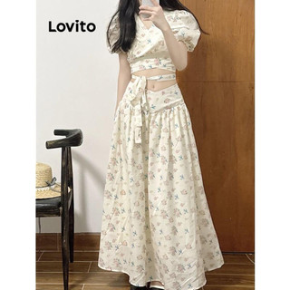Lovito Blusa casual Ditsy floral com renda e flores para mulheres LNE77116 em Oferta na Shopee