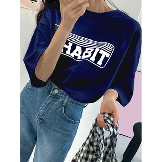 T Shirt Azul Marinho Bordada Unissex Estampa Habit Retangular Listras Geométricas Oversized