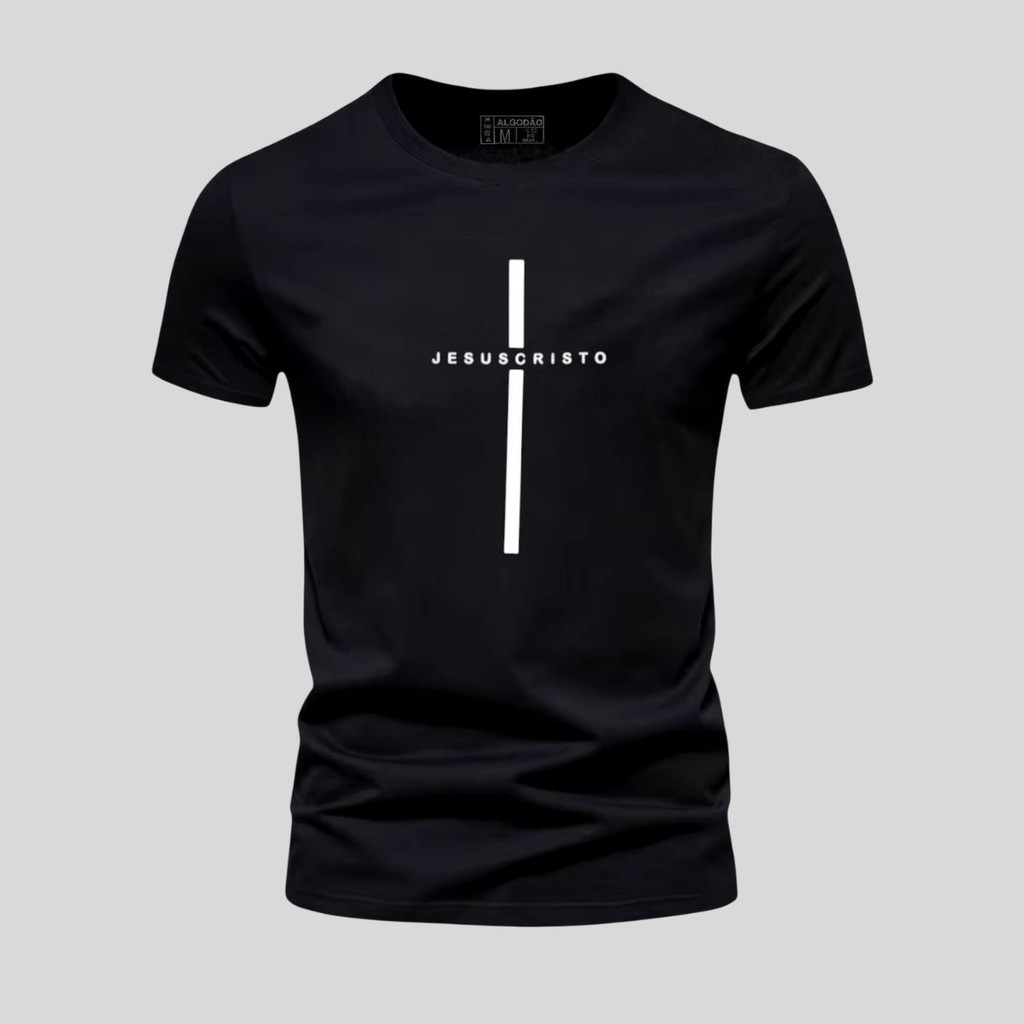 camiseta masculina jesus cristã gospel 100% algodão malha premium em Oferta na Shopee