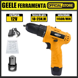 Furadeira Parafusadeira Bateria 12V Carregador e conector incluídos GEELE em Oferta na Shopee