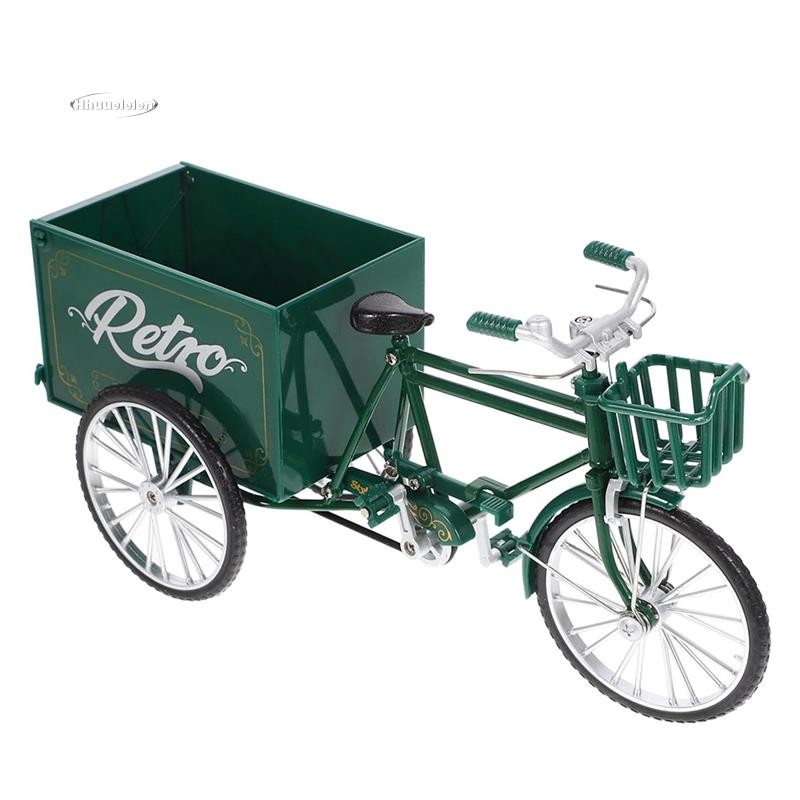 1 Pçs Mini Triciclo Dedo Bicicletas Prateleira Acessórios Decoração Modelo De Bicicleta Estátua Verde Em Miniatura