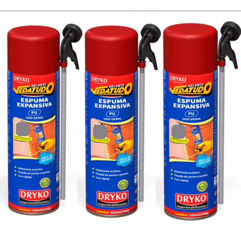 Espuma Expansiva Poliuretano Vedatudo 500 ML 340 GRS Uso Geral Janelas e Porta em Oferta na Shopee