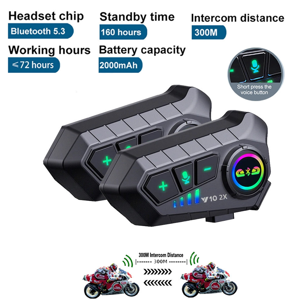 1/2Pcs Intercomunicador Sem Fio Bluetooth Para Motocicleta 300M Redução De Ruído À Prova D'água 2 Interfone De Comunicação Do Motociclista
