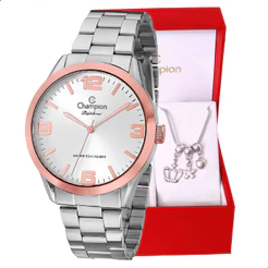 Relógio De Pulso Feminino Bicolor Prova D´Agua + Pulseira Berloques Original CN29893S Analógico