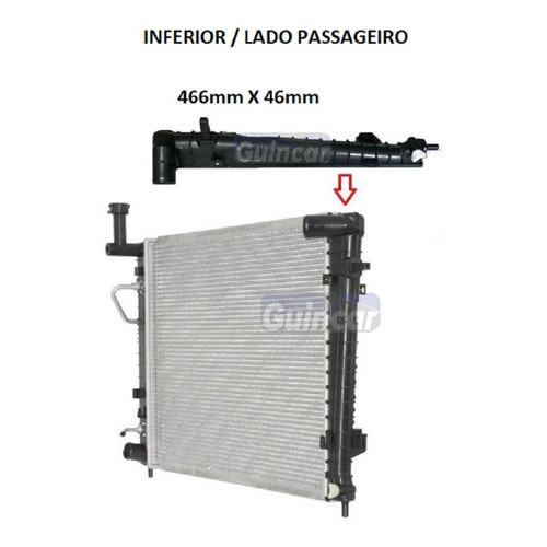 Caixa Radiador Tucson Inferior - Modelo Estriada 466mmx46mm