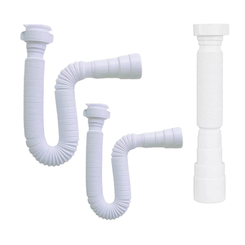 Sifão Sanfonado reforçado ultra resistente Multiuso Ajustável Universal Branco