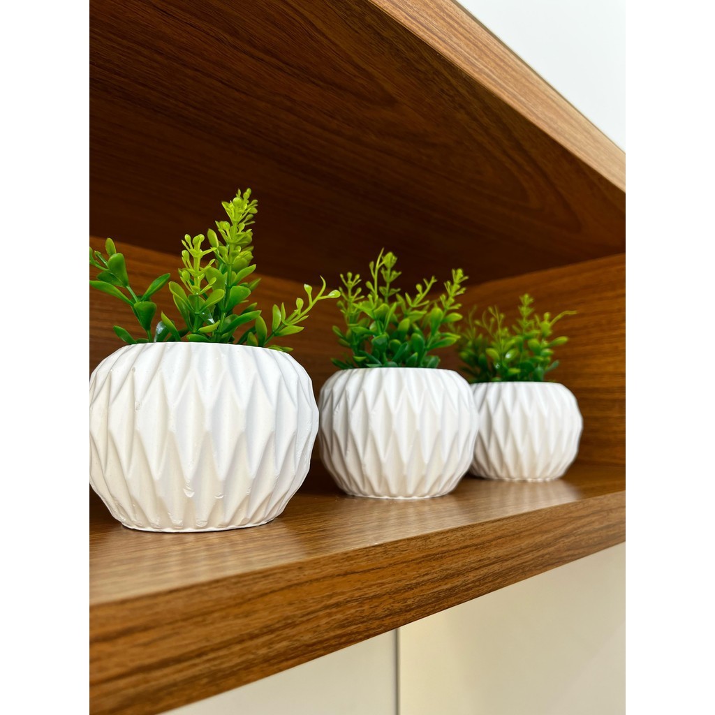 Kit 3 vasos decorados com platinhas Artificiais em Oferta na Shopee