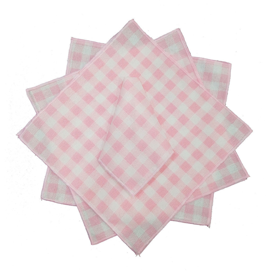 4 Guardanapos Xadrez Rosa