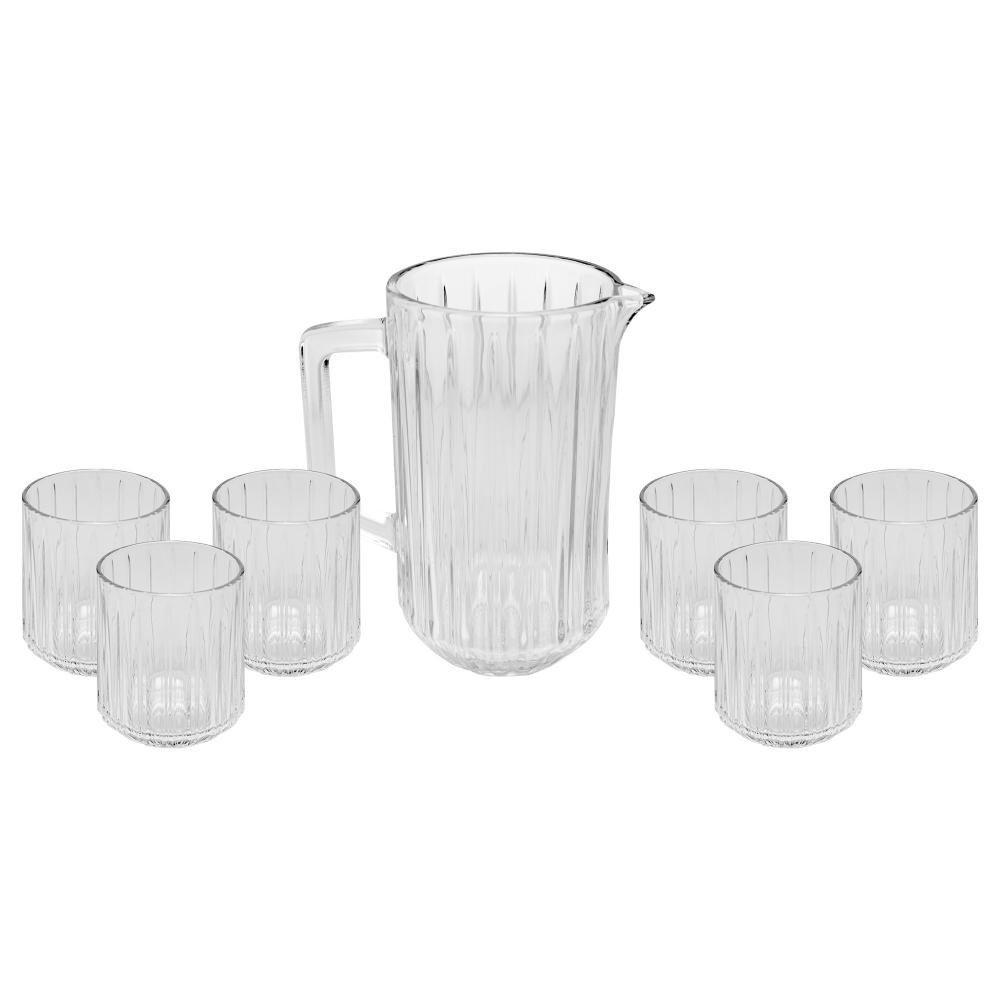 7 Peças Jarra Wolff Bangkok com 6 Copos de Cristal