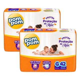 Kit 2 Fraldas Pom Pom Derma Protek Mega G com 42un cada em Oferta na Shopee