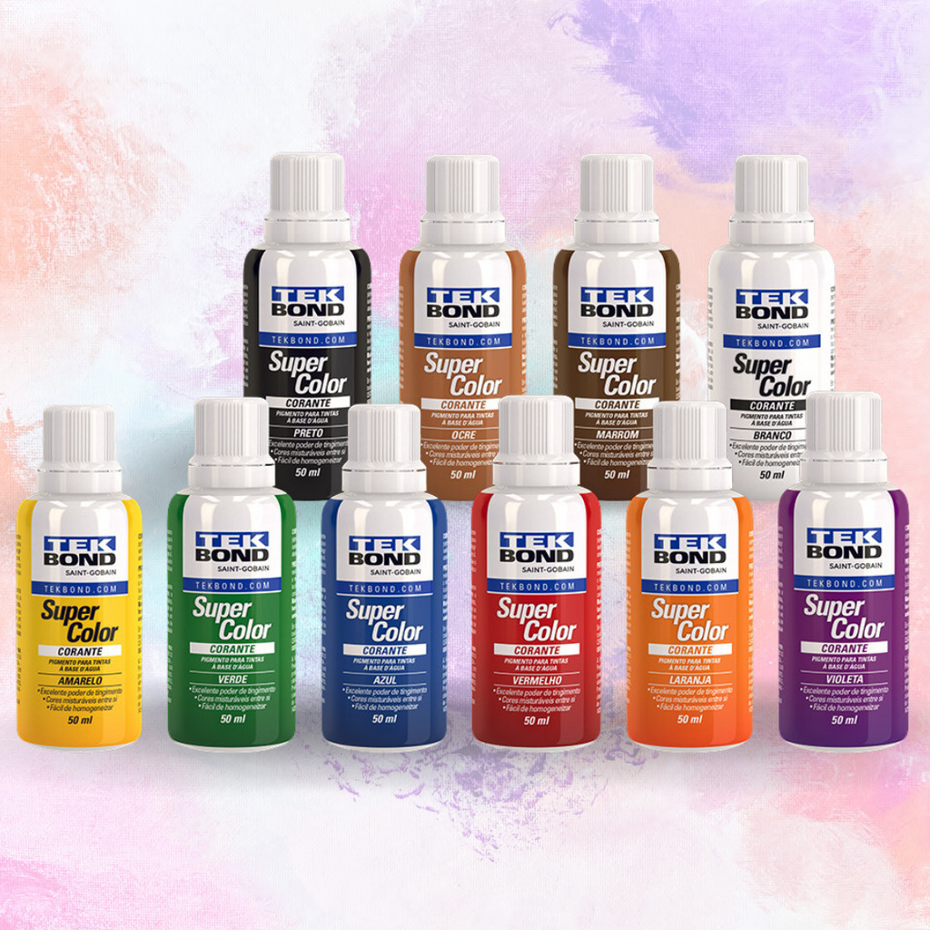 Corante Líquido Para Tinta Tekbond Super Color 50ml Misturável Pigmentado Concentrado