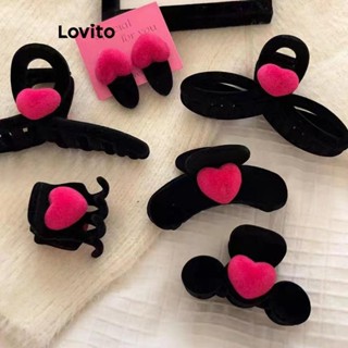 Lovito Grampos De Cabelo Com Textura Retrô Francesa Elegante Em Forma De Coração Para Mulheres LFA13617