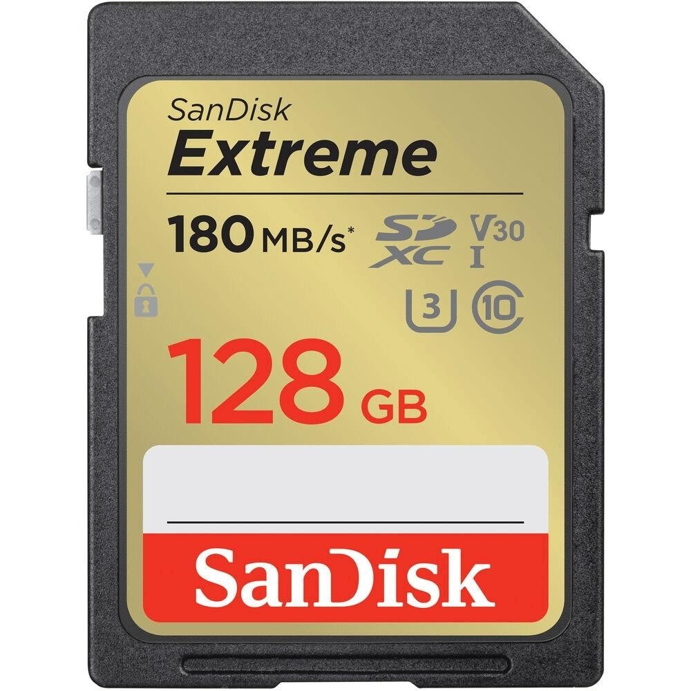 Cartão SDXC 128Gb SanDisk Extreme 4K 180Mb/s UHS-I / V30 / U3 / Classe 10