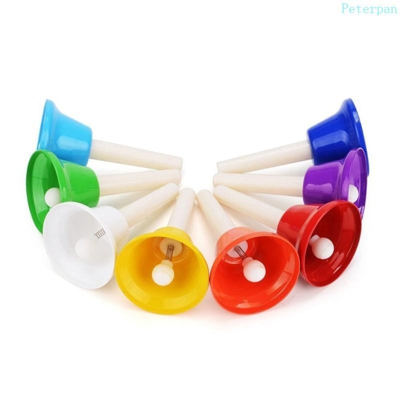 PETE 8 Conjunto Sinos Mão Coloridos Percussão Para Criança Adulta Toddler