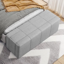Puff Decorativo Living Sala de Estar 195 cm Roma W01 Linho Cinza - Lyam