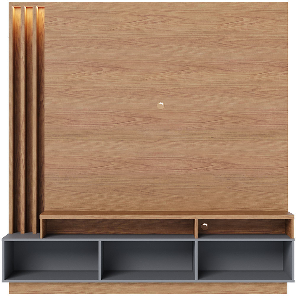 Estante Painel Para TV 65 Pol com LED Alencar C04 Freijó Cinza Fosco - Lyam Decor - Home & Living
