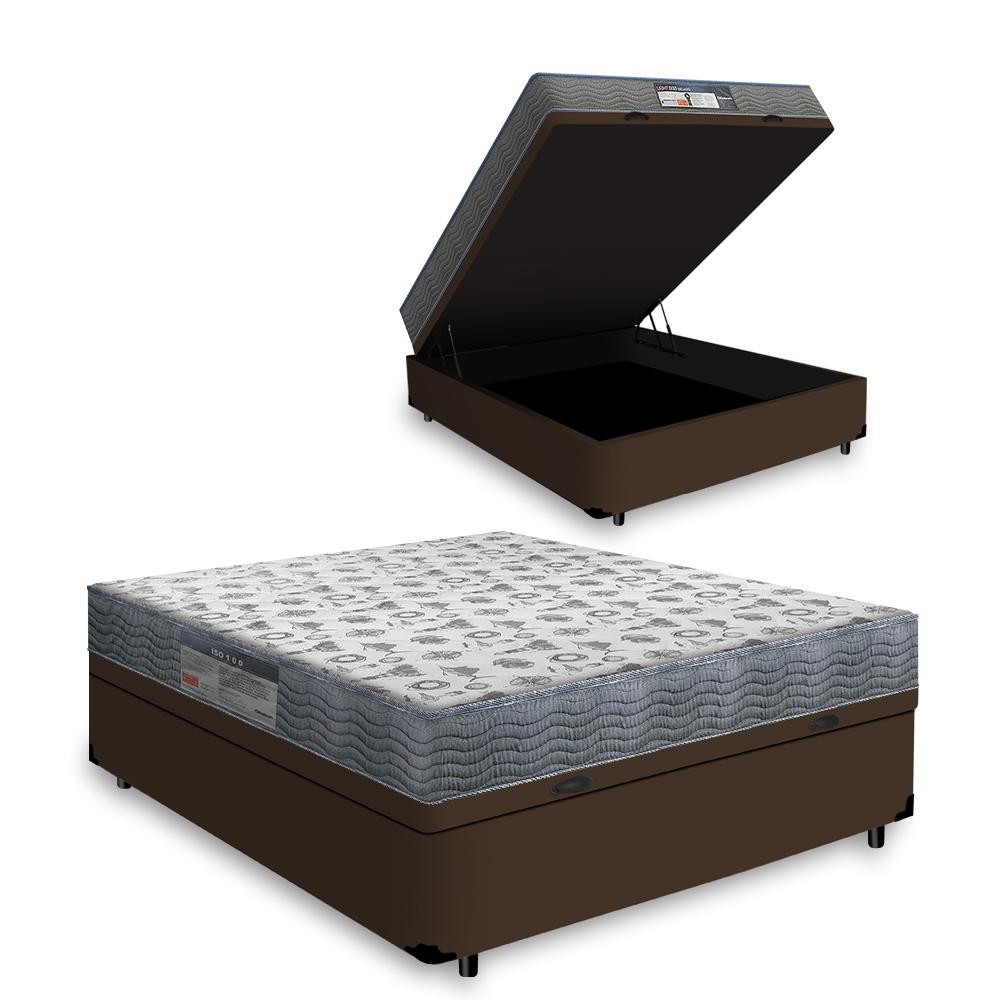 Cama Box Com Baú + Colchão D33 Ortobom Iso 100 138cm