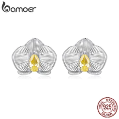 Brincos Bamoer 925 Sterling Sliver Phalaenopsis Design Joias Presentes Para Mulheres