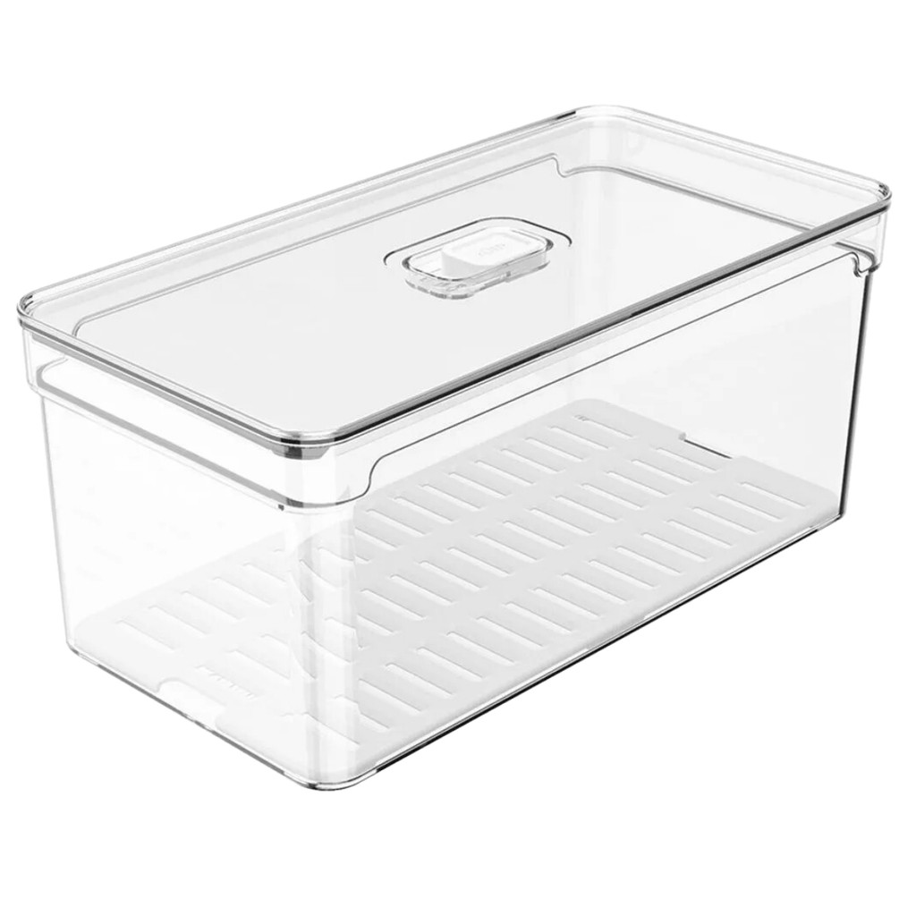 Organizador de Geladeira em Acrílico com Tampa 5 Litros Clear Fresh OU em Oferta na Shopee