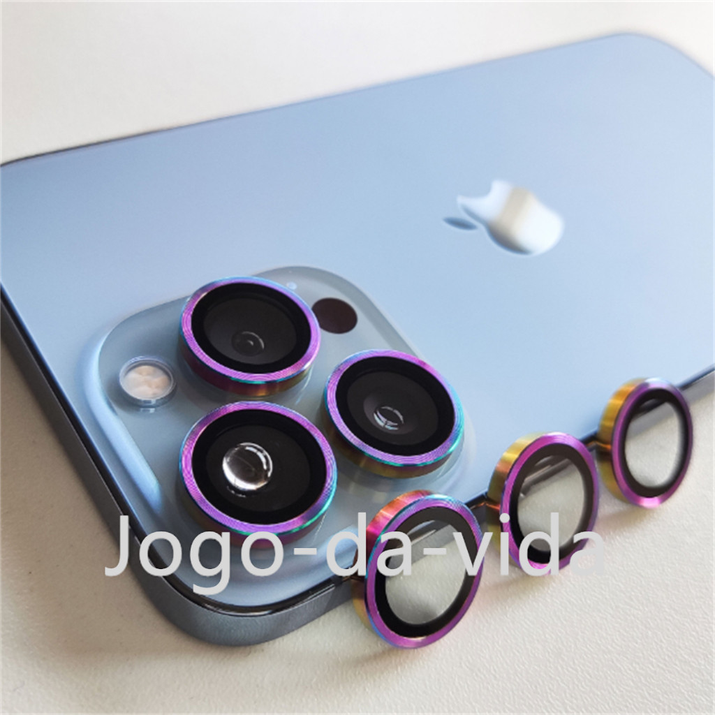 KIT Peliculas Da Câmera iPhone 11 12 13 14 15 Pro Max PLUS Protetor De Lente Anel de Vidro Temperado