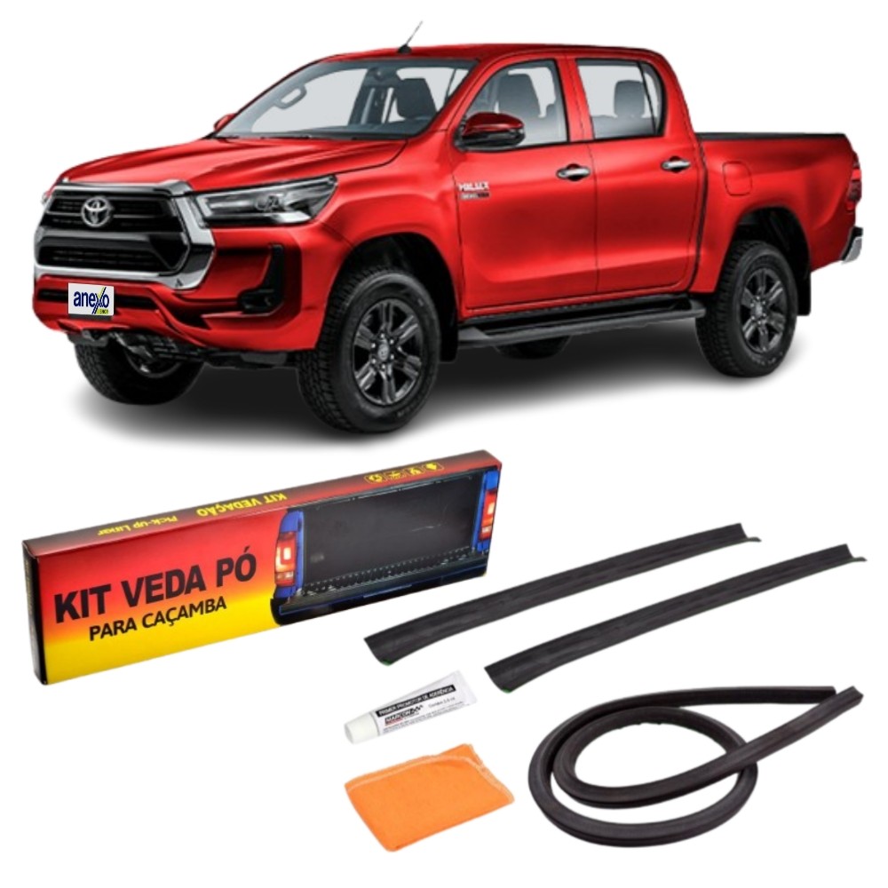 Kit Vedação Tampa Caçamba Toyota Hilux 2005 a 2025 Veda Pó Protetor de Sujeira e Líquidos