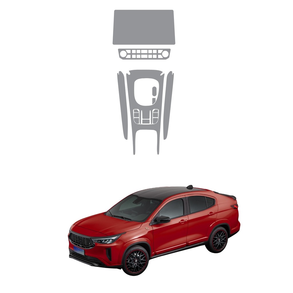 Película PPF Proteção Kit Console Central Console Ar Multimídia Fiat Fastback Abarth 2020 2021 2022 2023 2024 2025 TPU
