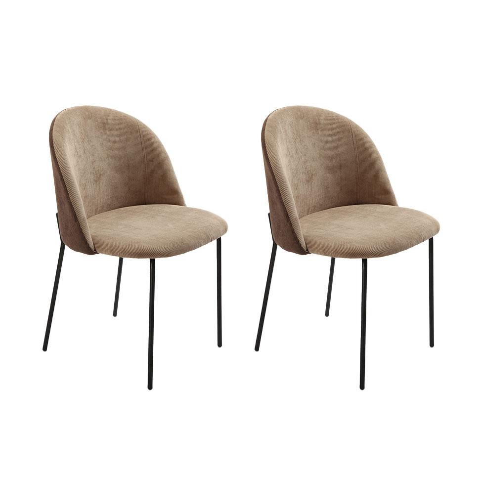 Conjunto com 2 Cadeiras Margaret Bege e Café em Oferta na Shopee