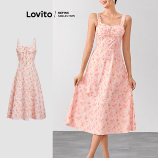 (Lovito Refine) Vestido casual com estampa floral de renda para mulheres LR1LD003 em Oferta na Shopee