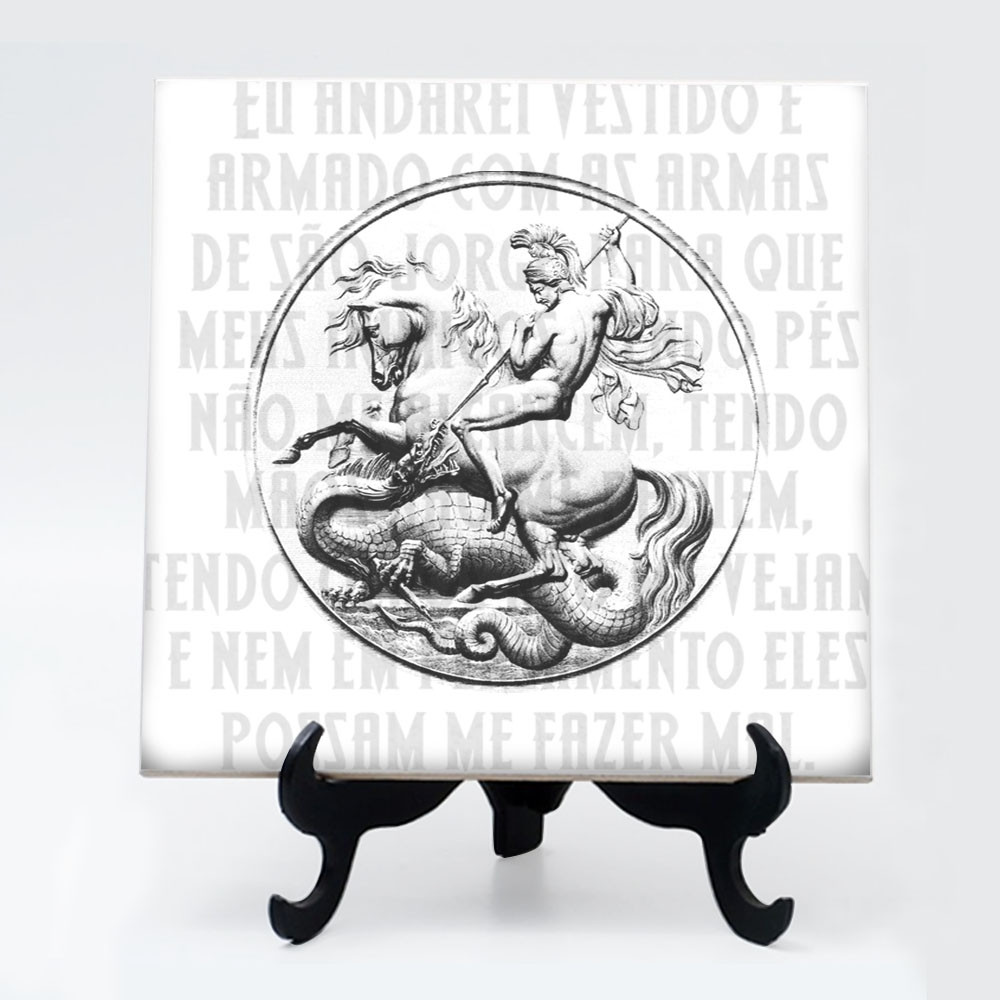Quadro azulejo Santo Guerreiro São Jorge Oração 24
