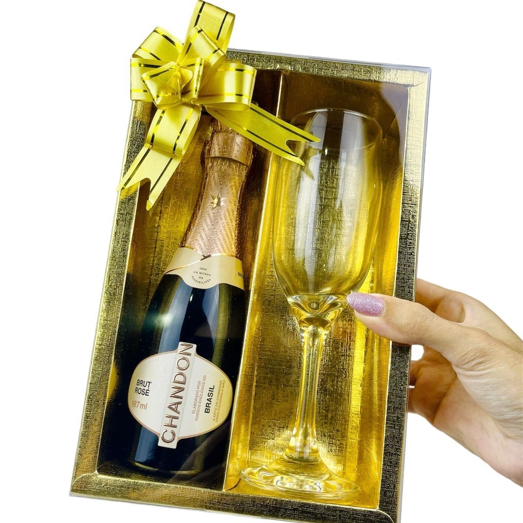 05~25 Caixa OURO  com visor  p/ Mini Champanhe e Taça ASSK em Oferta na Shopee