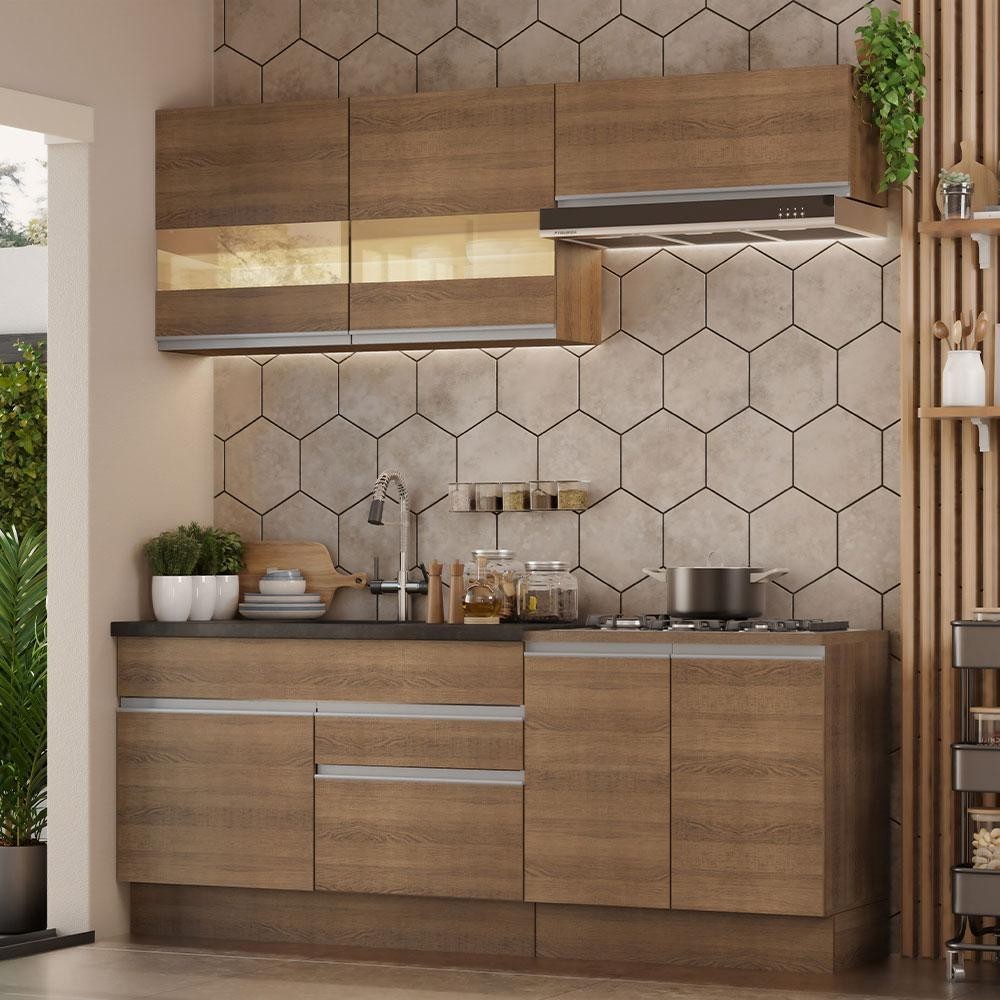 Armário de Cozinha Completa 200cm Rustic Glamy Madesa 07