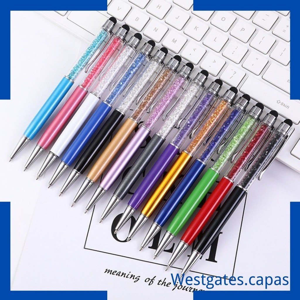 Mini Caneta esferográfica de cristal Stylus Para Tablet Para Celular 2 em 1