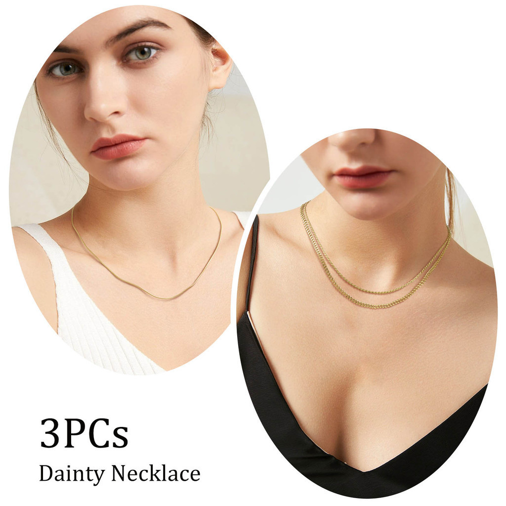Vnox Conjunto De Três Peças Colar De Corrente Para Menina Feminina, 18K Gold Twists Redonda De Cobra Cubana Jóias · foto 2