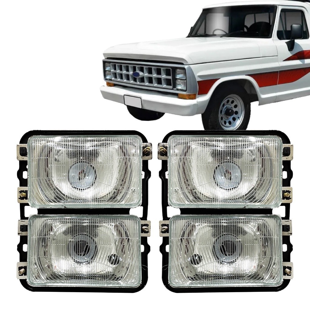 4 Farol Duplo Ford F1000 F4000 85 86 87 88 89 90 91 Foco Duplo