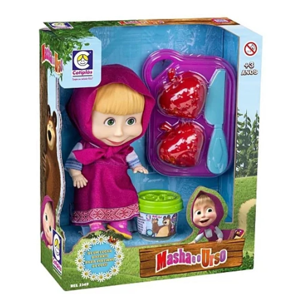 Boneca Masha E O Urso 18 cm com Acessórios para Crianças a Partir de 3 Anos Cotiplas - 2569 - Mom & Baby