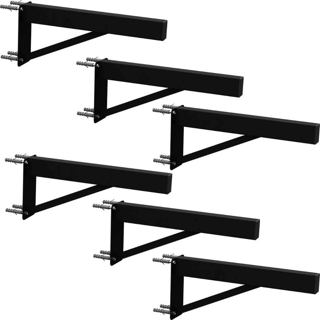 Kit 6 Suportes para Pia Cozinha Granito Parafusar Grapa Bancada Mármore 50 cm Robusto Preto
