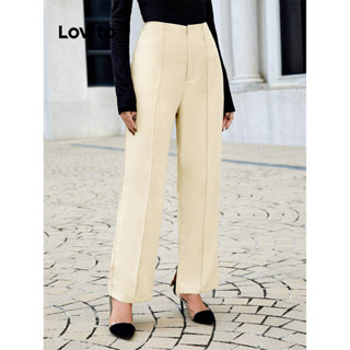 Lovito Calças Elegantes Com Estrutura Lisa Para Mulheres LBL08080