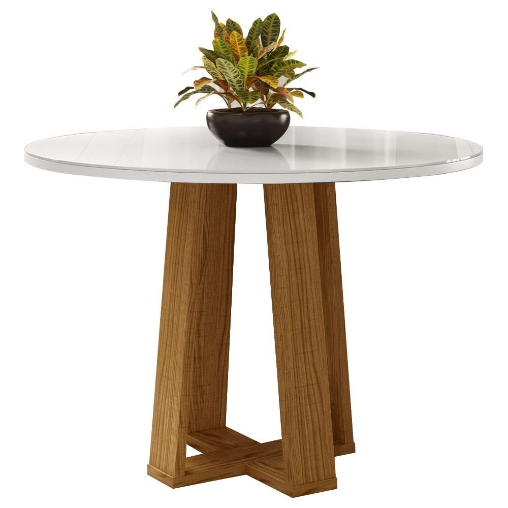 Mesa De Jantar Redonda 4 Lugares 100cm Ella N02 Ypê/Off White - Mpozenato - Home & Living