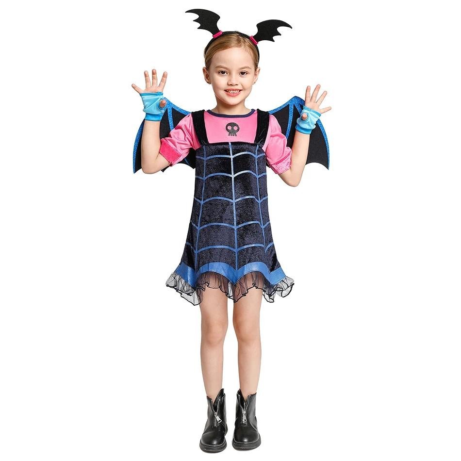 Meninas Trajes De Halloween Para Crianças Cosplay Vampirina Vestir-Se Roupas Infantis Vestidos De Festa De Carnaval