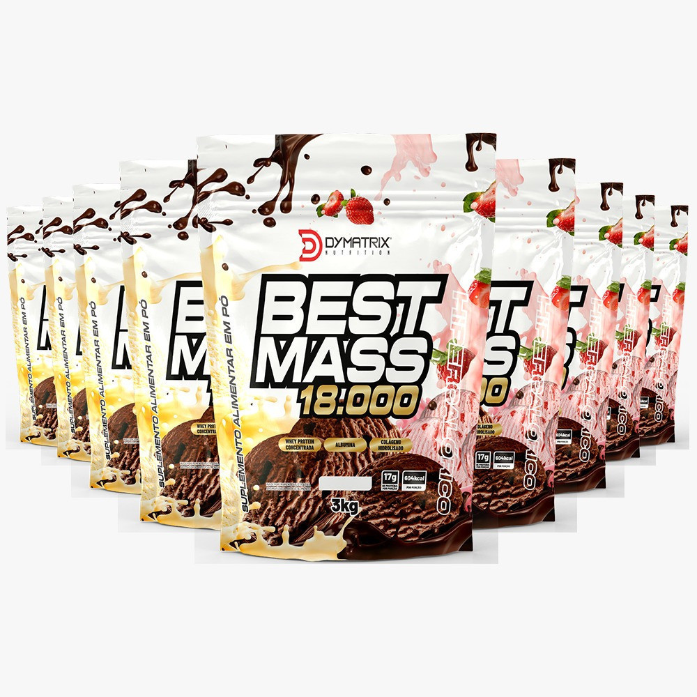 Hipercalórico Dymatrix 3kg Best Mass 18.000 Ganho de Massa Força Sabores