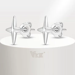 Vnox Fashion Four Point Star Brincos Masculinos , Aço Inoxidável Nunca Desbotam Femininos Antialérgicos Cruzados Jóias