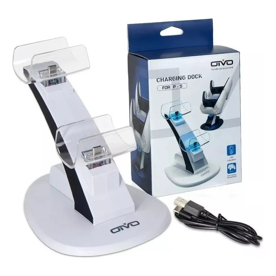 Base Carregador Dock Station Dualsense Para Ps5 2 Controle Branco